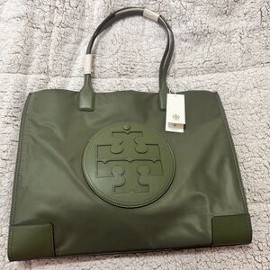 Tory Burch Ella Olive Green Tote Bag